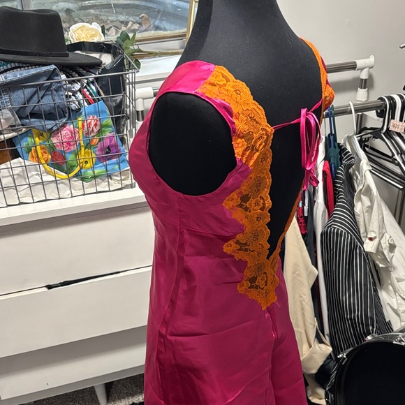 Vibrant Pink Satin Dress - Picture 3 of 6